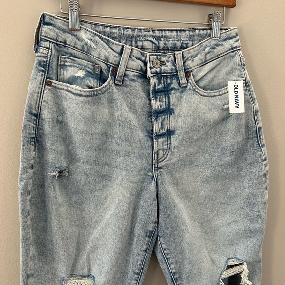 NWT Old Navy Ripped Light Wash High Waisted Curvy O.G. Straight Split Hem Jean - Picture 3 of 6